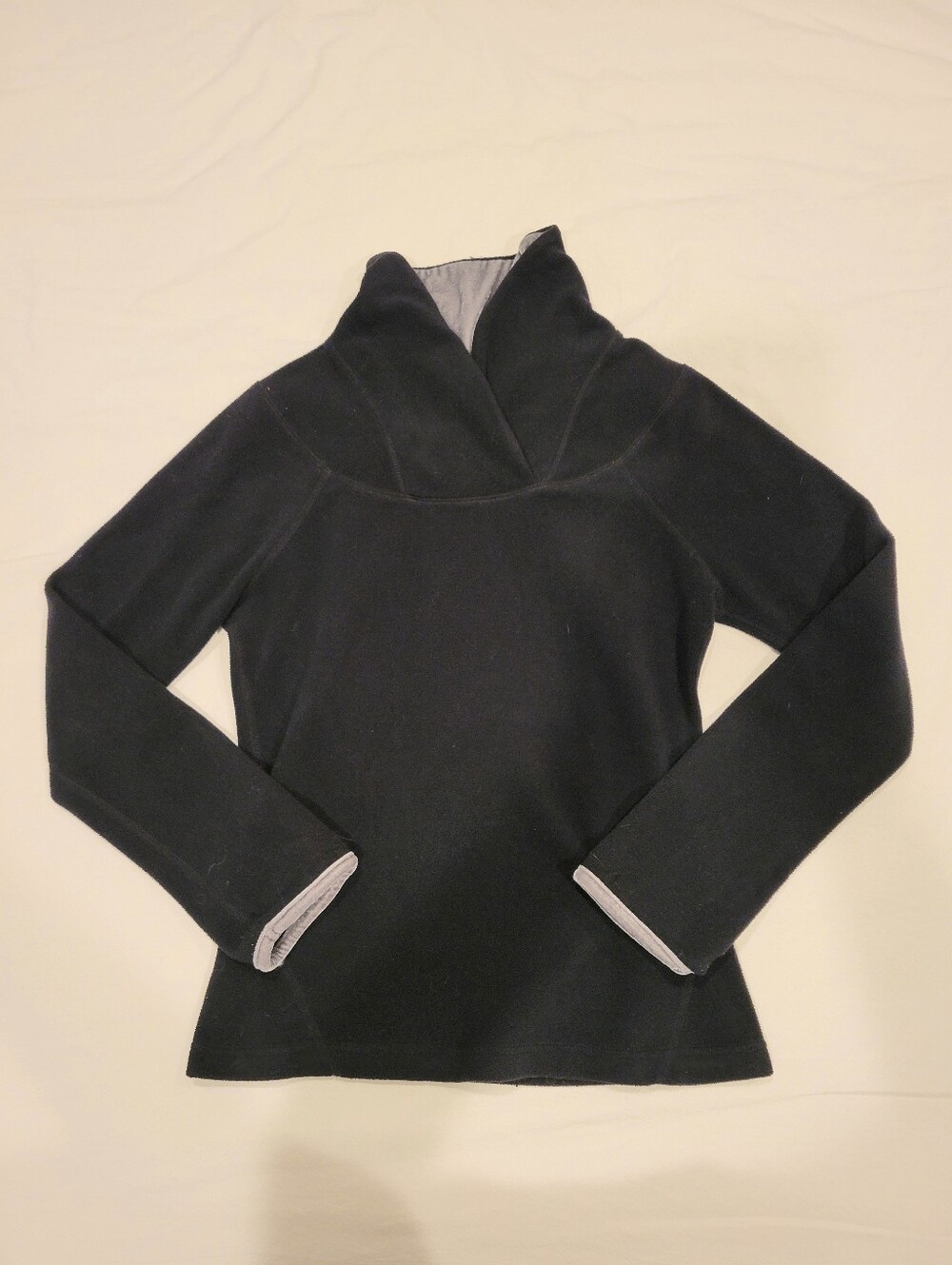 prAna Cozy Black Twist Cowl Neck Fleece Pullover XS